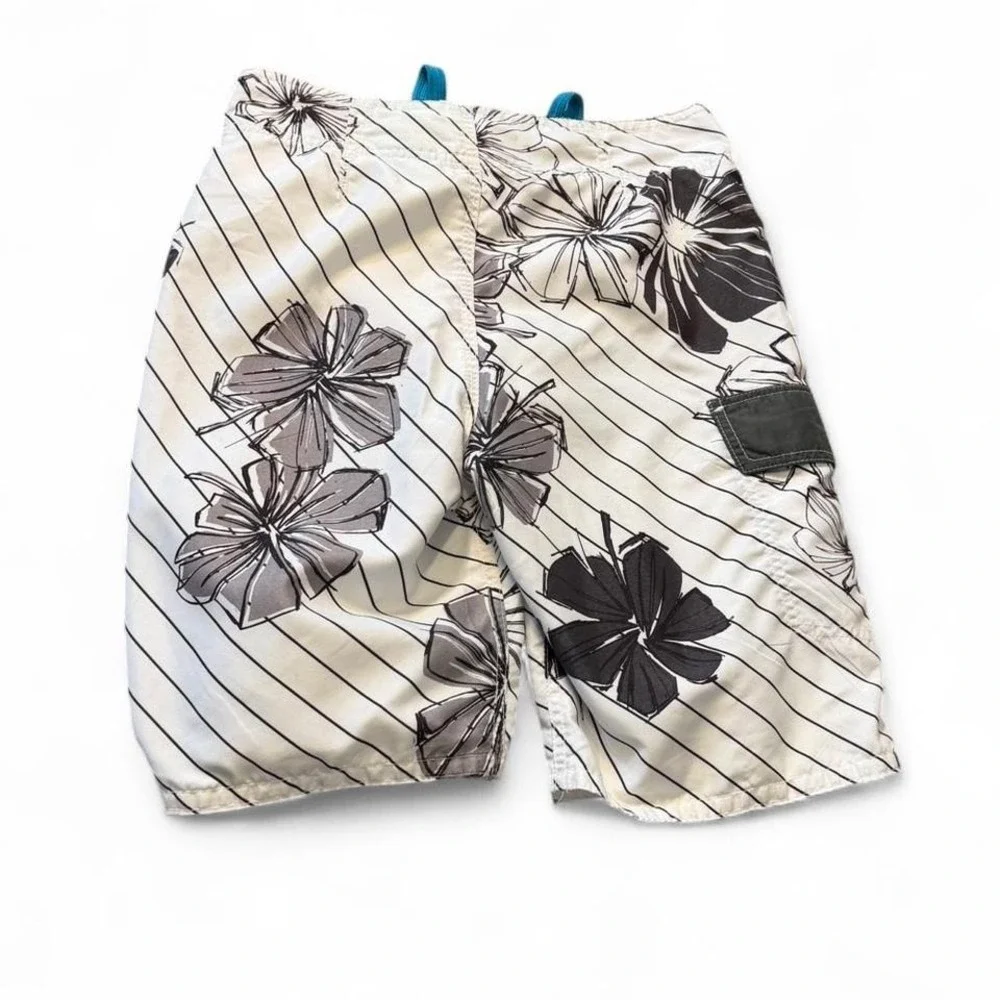 Vintage Joe Boxer Black‎ & White Floral Swim Trunks